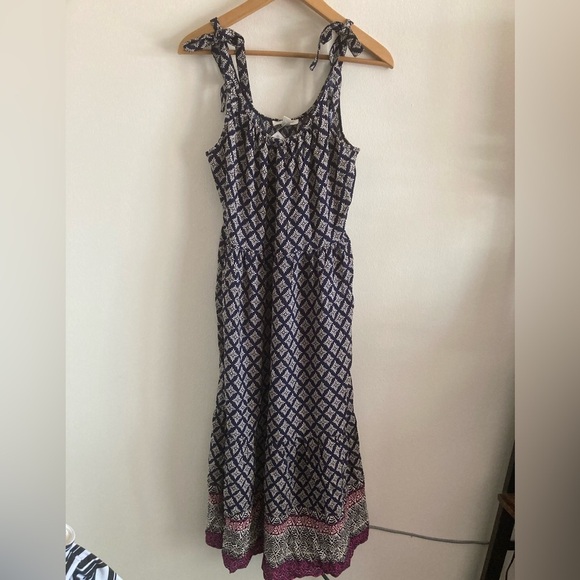 Beach Lunch Lounge Tie Shoulder Maxi Dress Boho Cottage Spring NWT - Picture 7 of 11